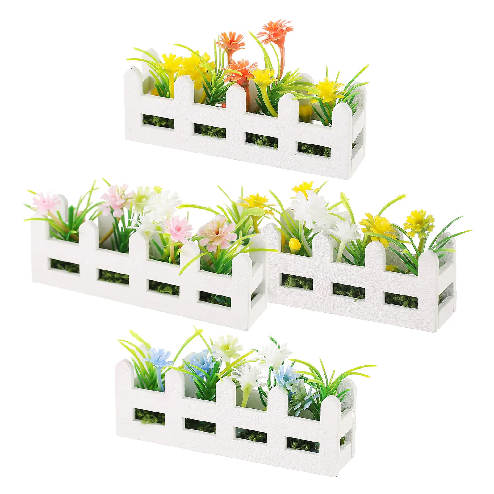 

Набор из 4 миниатюрных деревянных заборчиков для кукольного домика, имитация садового ограждения, миниатюрные искусственные цветы, суккуленты, бонсай, декоративные аксессуары
