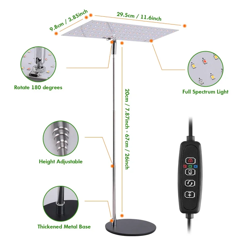 120 LED Plant Grow Light,Full Spectrum Height Adjustable Plant Light,10 Dimmable Brightness/Timer Ultrathin Panel Plant Sunlight