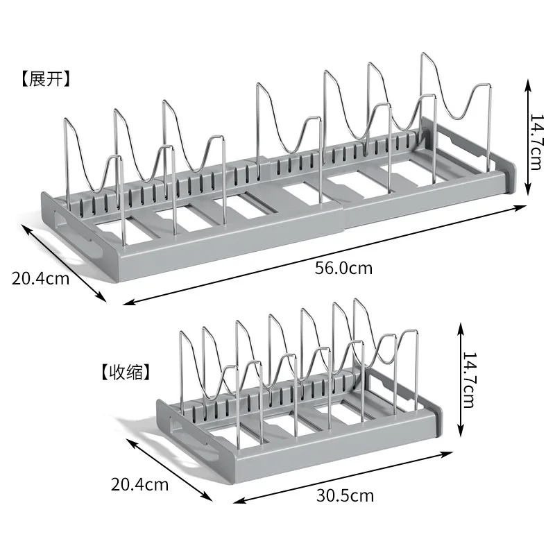 Imagem -06 - Pot Rack com Compartimento Ajustável Organizador Expansível Pan Pot Lid Holder Prateleiras do Armário Acessórios de Armazenamento de Cozinha