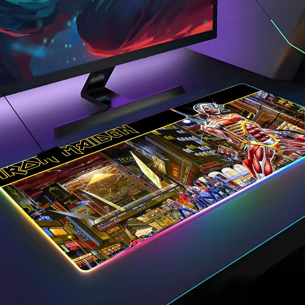 

Cool I-I-Iron M-Maiden Mouse Pad RGB Backlit Mouse Pad Laptop Mouse Pad Laptop Gamer Computer Desk Gaming Accessories