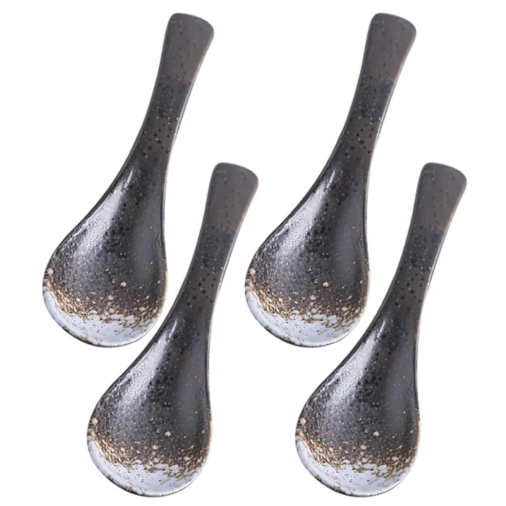 

4Pcs Household Ceramic Spoon Food Grade Delicate Anti Scalding Practical Decorative Soup Dessert Utensil Food Spoon