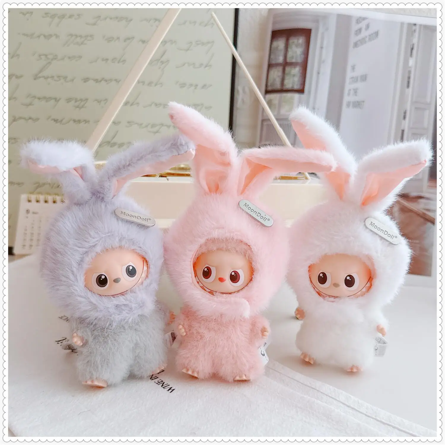 10 cm Mini Labubu 4e generatie 4.0 Heart Code Series 2-delige casual preppy gebreide set Retro speelse rode geruite overall met tee-set