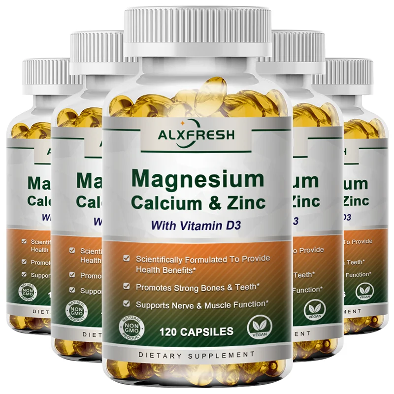 

Calcium 1000mg Magnesium 400mg Zinc 25mg Vitamin D3 600 IU Capsules | Non-GMO | Gluten Free Health Supplement