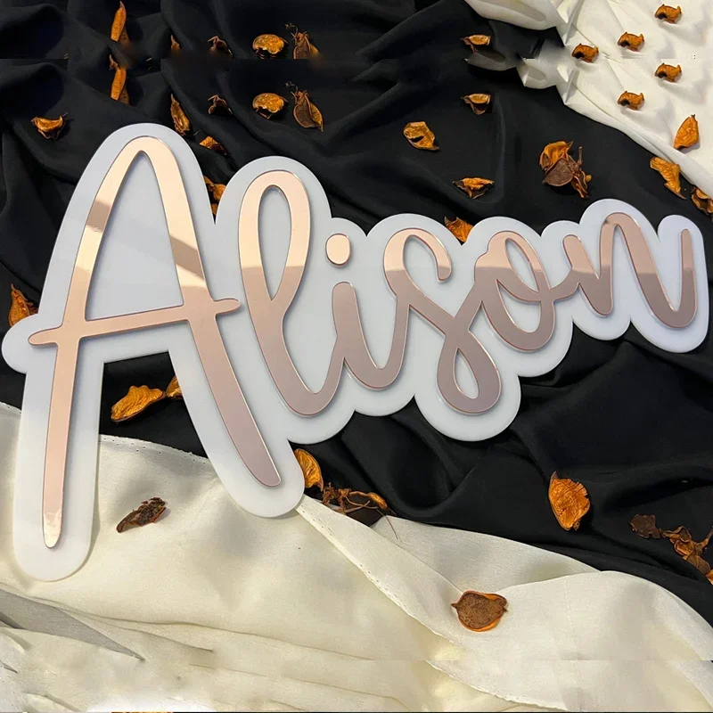 Immagine 7: Insegna Personalizzata in Acrilico a Specchio con Nome, Decorazione per Baby Shower, Cameretta, Matrimonio, Negozio