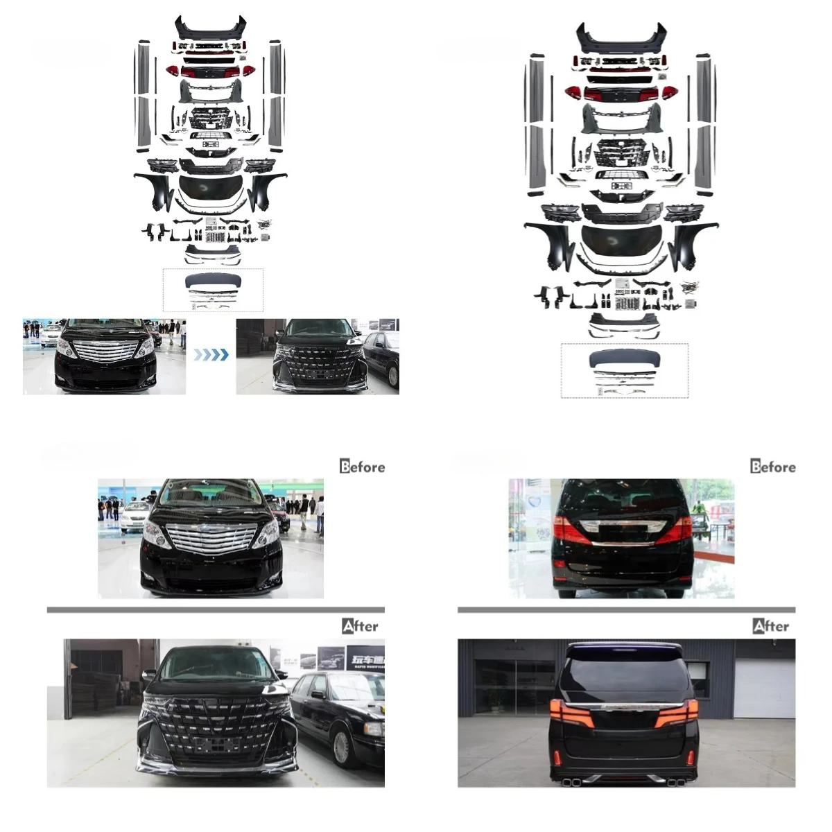 Stlf New 1:1 Scale For ANH20 2008-2014 Bolt-On Body Kit With Bumper Grill Headlight & Fenders-100% Fitment