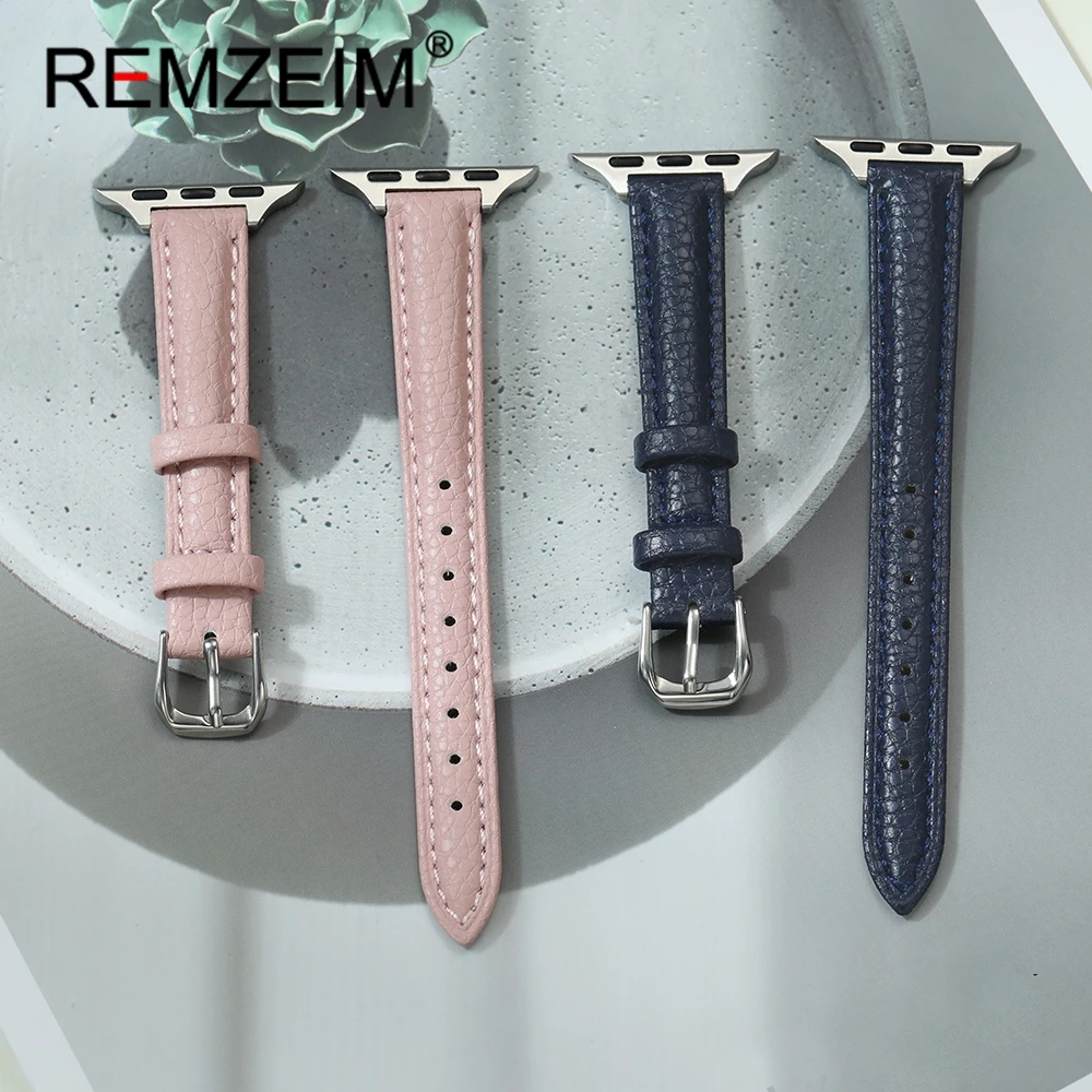 Lychee-Muster PU-Leder-Armband für Apple Watch Band 1–10, Ultra SE 2, kleine Damen-Armbänder für iWatch 38/40/41/42/44/45/46/49 mm