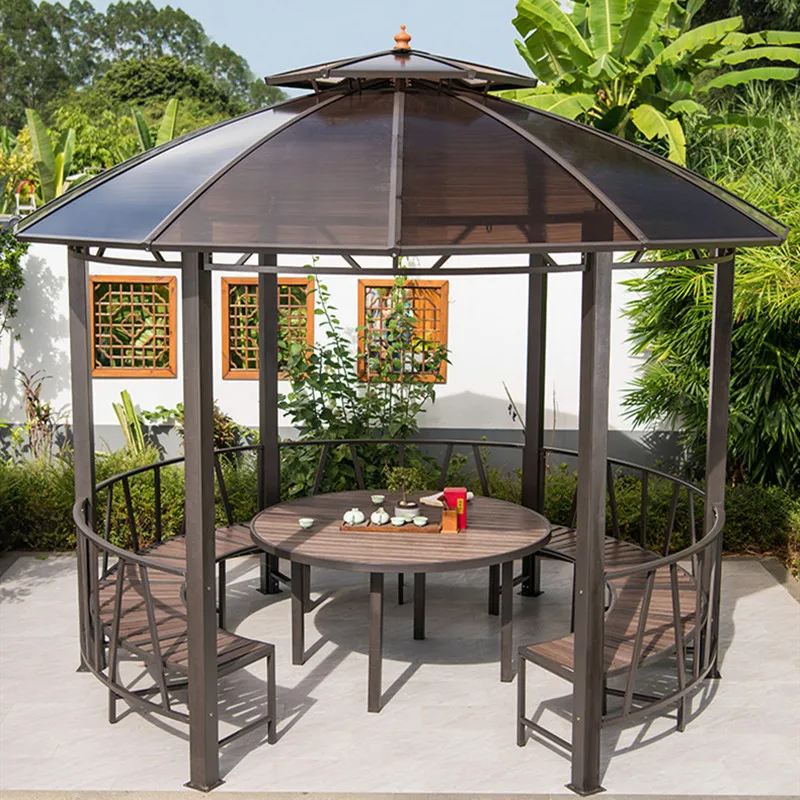 Outdoor Courtyard Pavilion Shading Tent Simple Mobile Outdoor Leisure Circular Garden Farm Rooftop Villa Pavilion