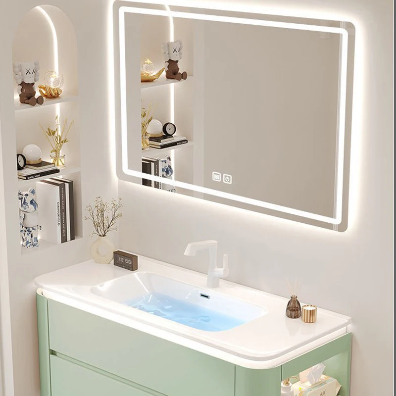 

Simple Modern Bathroom Cabinet Combination Ceramic Integrated Washbasin Smart Bathroom Vanity Sink Cabinet Bathroom Furniture