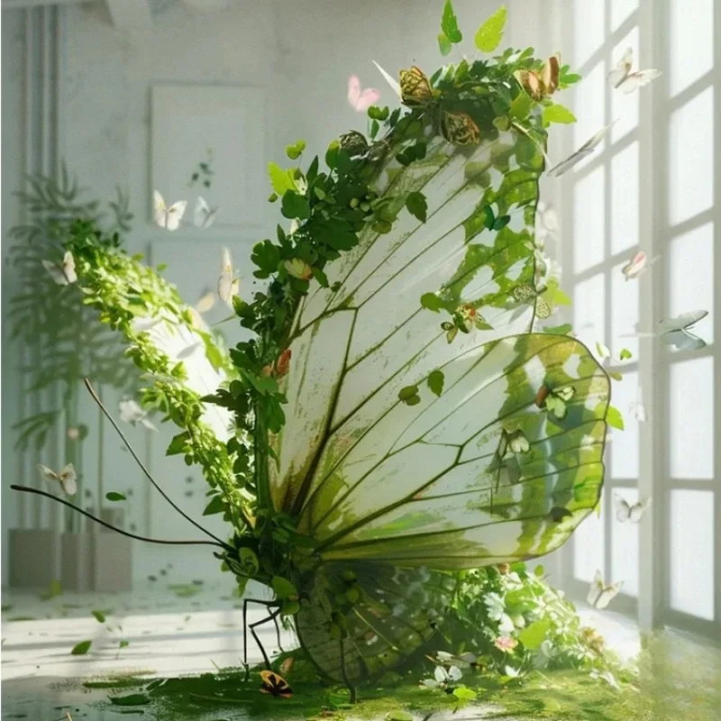 Spring Landscape, Green Plants, Butterflies, Beauty, Chen Shopping Mall, Showcase Props, Showcase, Scenic Spot Decoration
