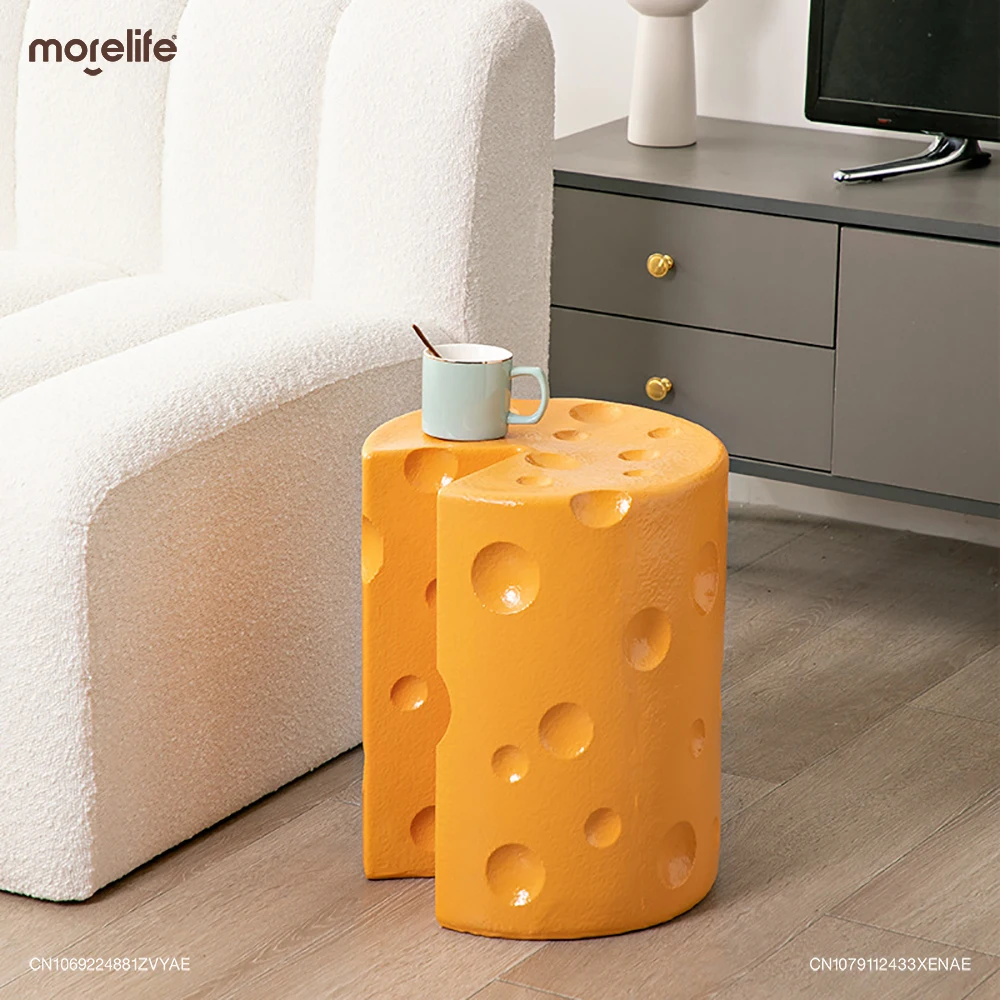 

Creative Round Plastics Cheese Coffee Table Footstool Living Room Yellow Shoe Changing Stools Ottomans Pouf Chair Home Furniture