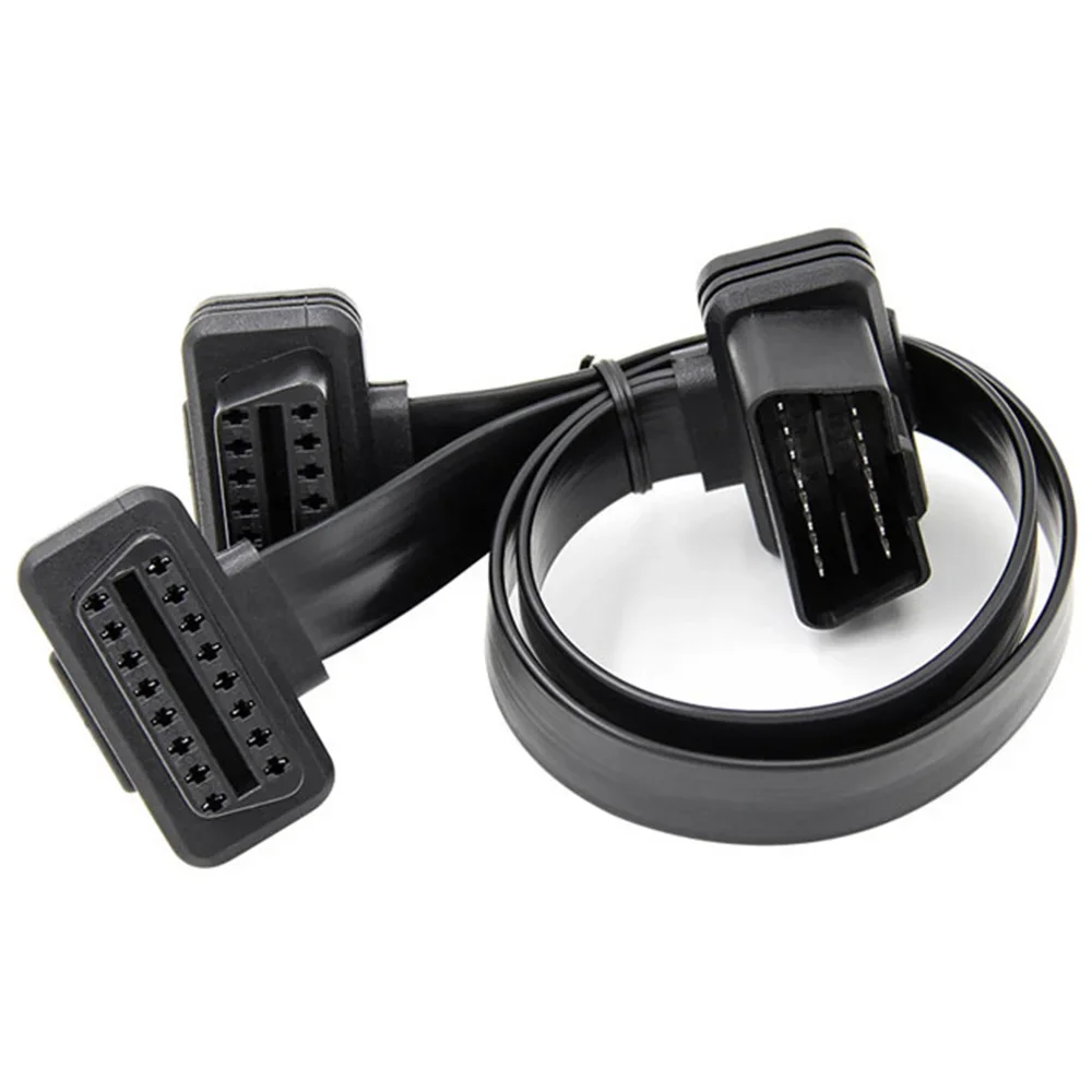 30cm 16 Pin OBD2 Male To Double Female Splitter Flat Thin Y Connector Extension Cable Suit for OBD II Port