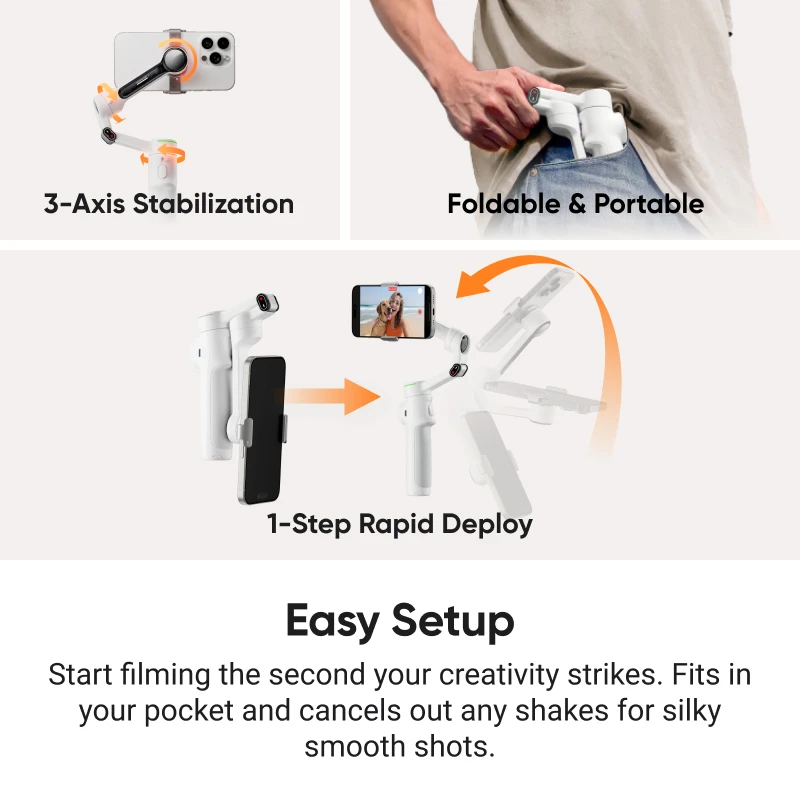 Insta360 Flow 2 Pro: cardán plegable para teléfono AI, seguido en más de 200 aplicaciones con Apple DockKit, original, seguimiento para varias personas