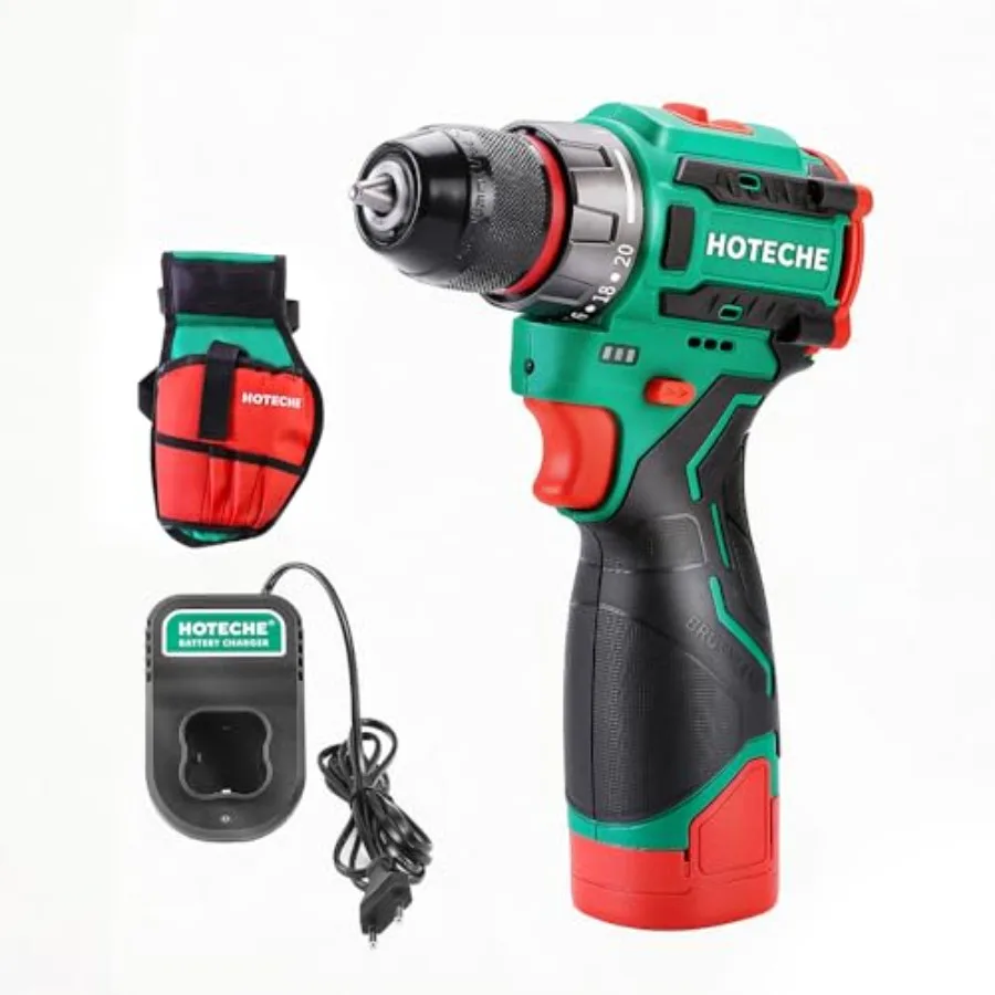 

16V Brushless Lithium Cordless Drill, 75NM Torque, 20+1 Torque Gears, 1H Fast Charge with LCD LED Light