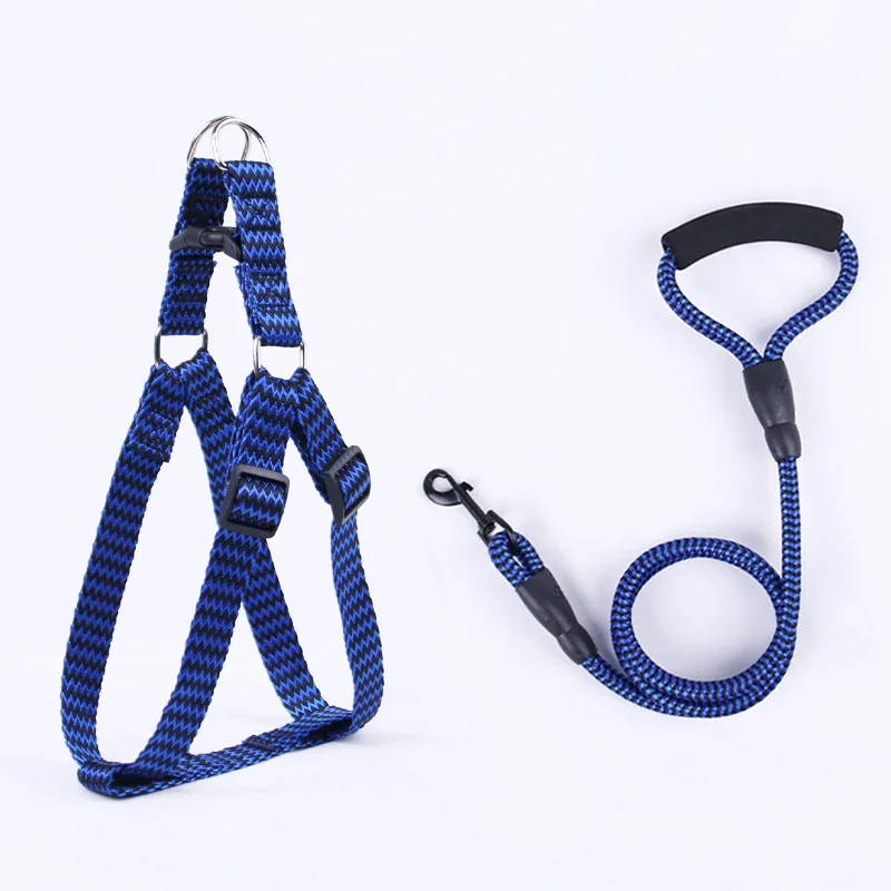 

W-Pattern Short Cotton Handle Pet Harness Leash Set - 120cm Dog Collar Pet Supplies
