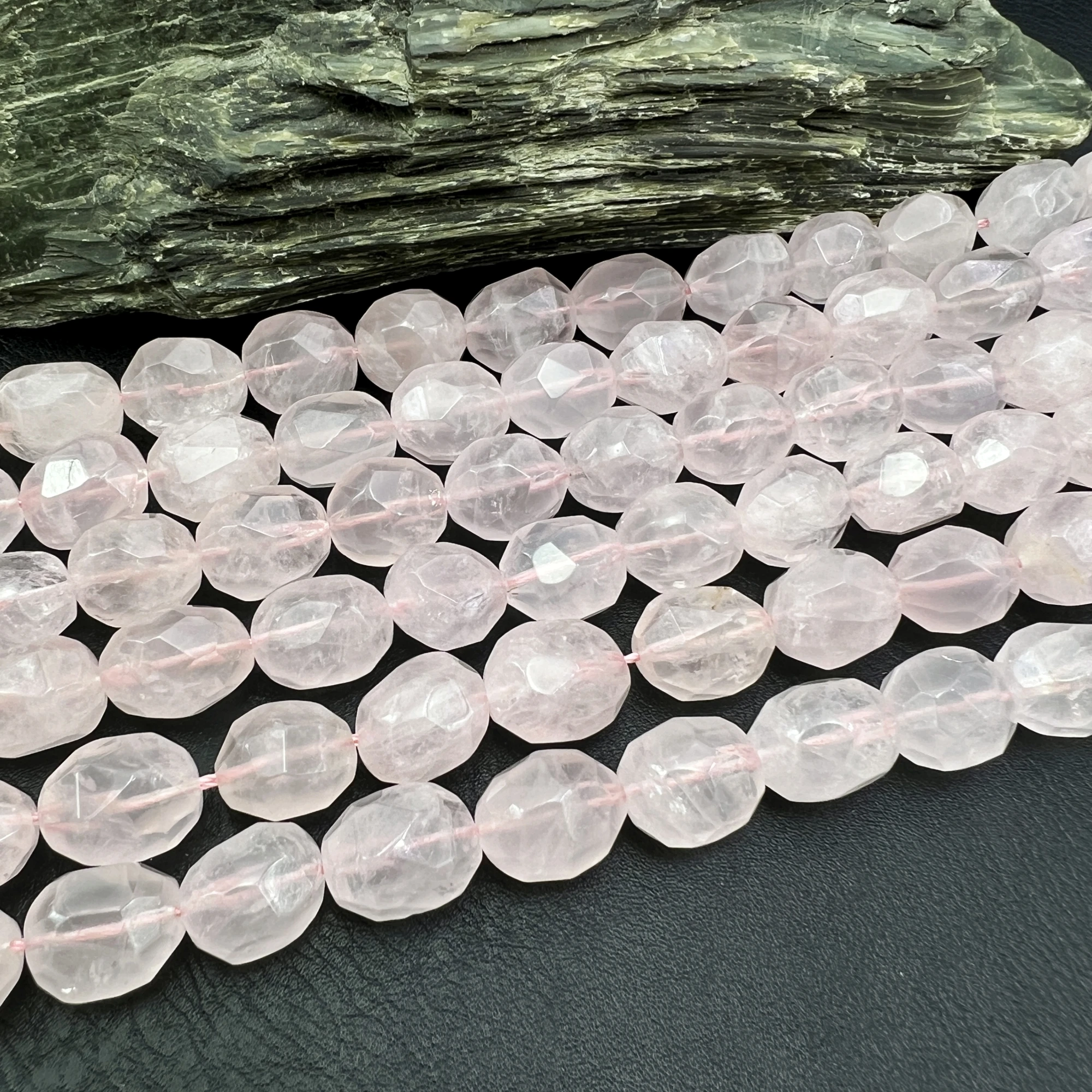 Large Faceted Natural Rose Quartzs Pink Crystal Cutting Nugget Beads For DIY Jewelry Making MY240328