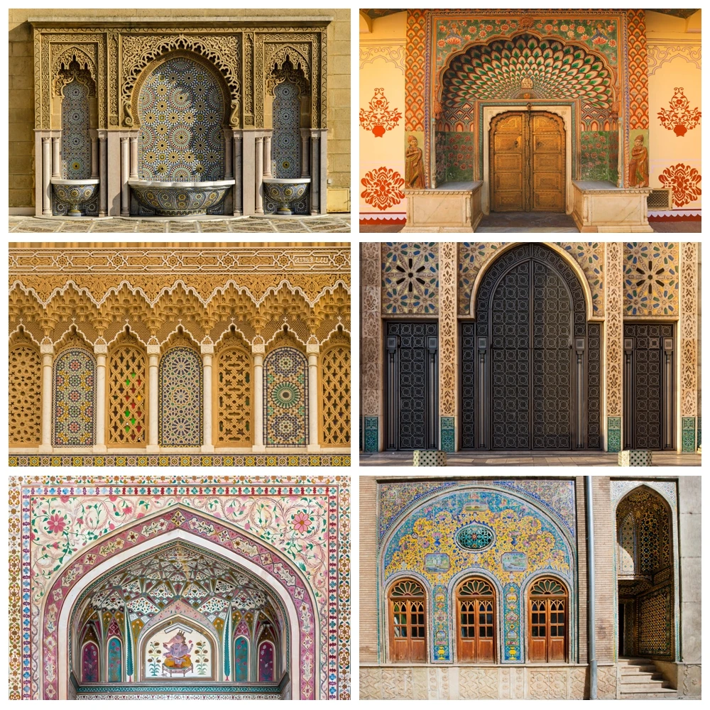 

Moroccan Photography Backdrop Medieval Palace Mosque Temple Architecture Arabic Religious Cultural Travel Photo Background Decor