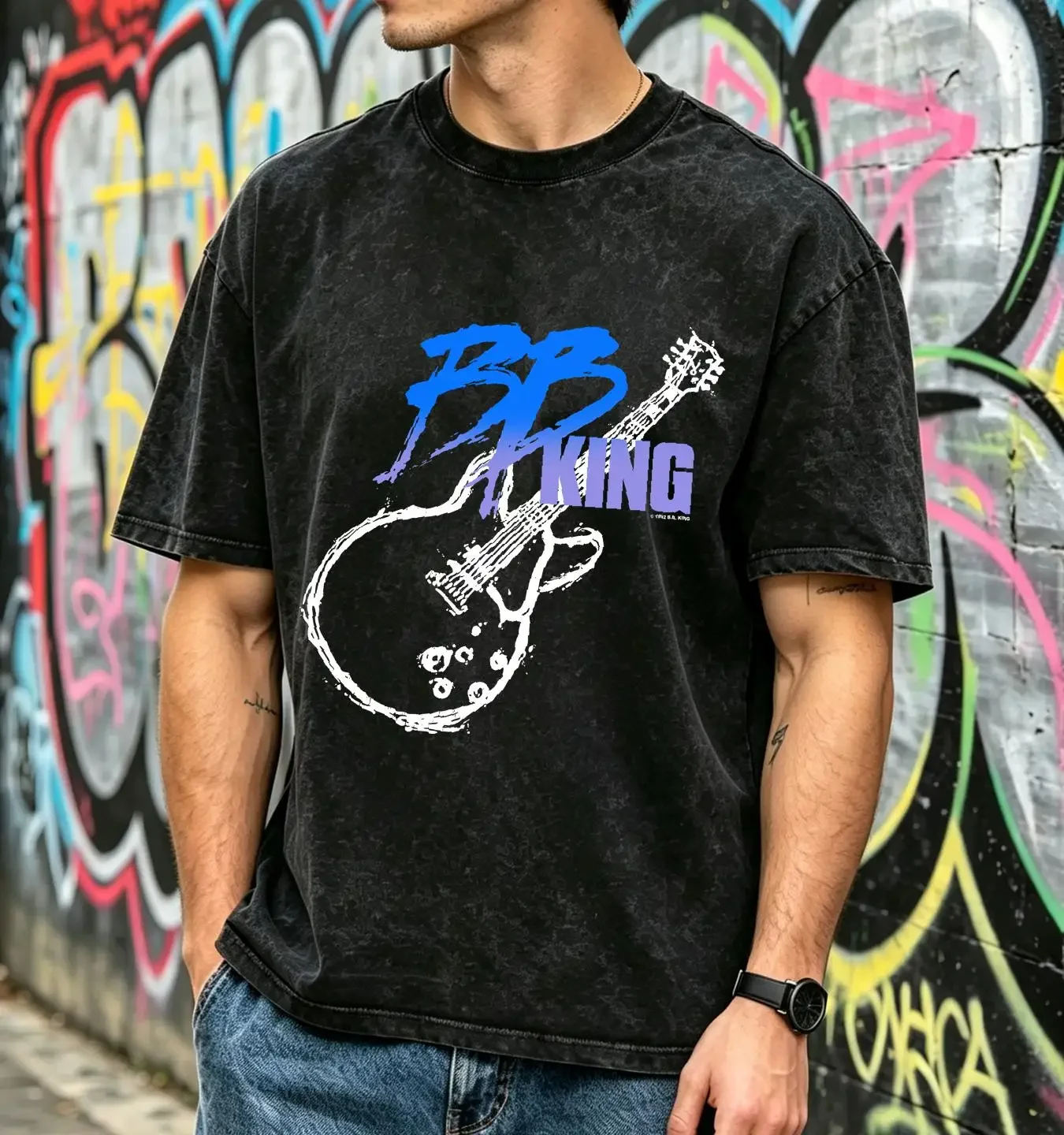 washed T Shirt The Thrill Is Gone BB King Black Cotton S 234XL vintage Washed Stylish homme Versatile Unisex Breathable