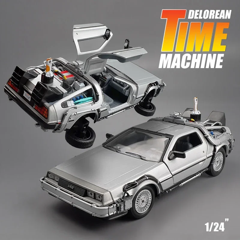 WELLY 1:24 DMC-12 Delorean Back To The Future Time Machine Metal Toy Car Gift Collection