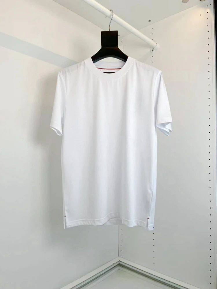 

Busin Casual Basic Sle Men's T-irt round Ne ort Sve Silk Color Spring Summer New Arrival