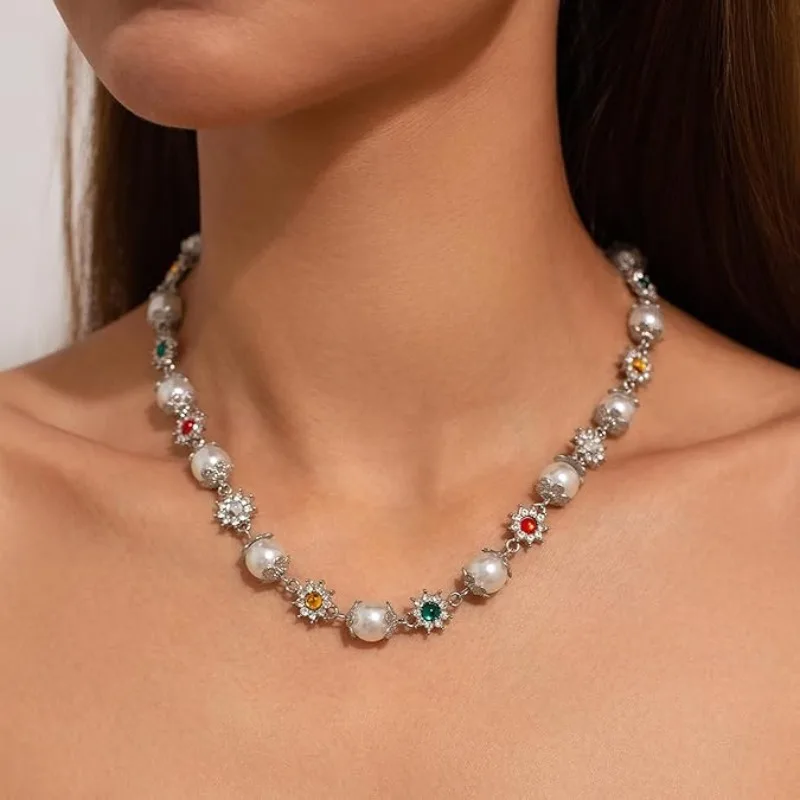 Ingemark Vintage Pearl Choker Necklace For Women Collar Wed Bridal Goth Rhinestone Choker Party Jewelry Gifts New