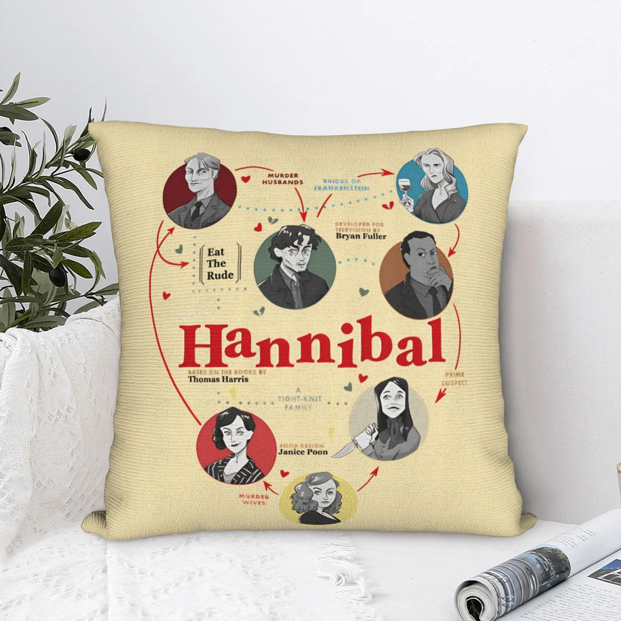 

FalsettosHannibal Mashup наволочка из полиэстера, декоративная наволочка, чехол для автомобиля, Прямая доставка 40*40 см