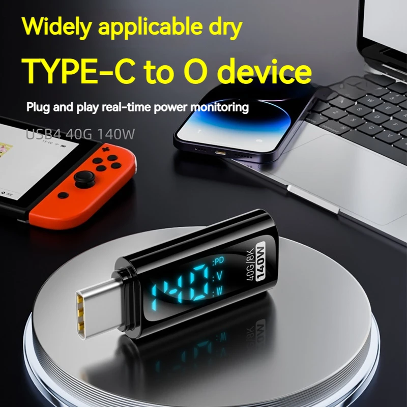 140W Digital Display USB 40Gbps Type-C OTG Adapter 8K Vedio USB-C Data Tranfer Fast Charging Converter for Macbook Phone Laptop