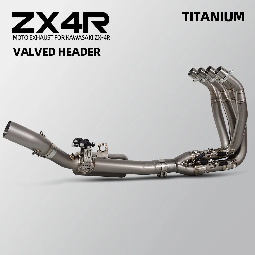 

For Kawasaki ZX4R ZX4RR Motorcycle Exhaust Modify Manifold Escape Titanium Alloy 60MM Front Link Pipe Kit with Electronic valve