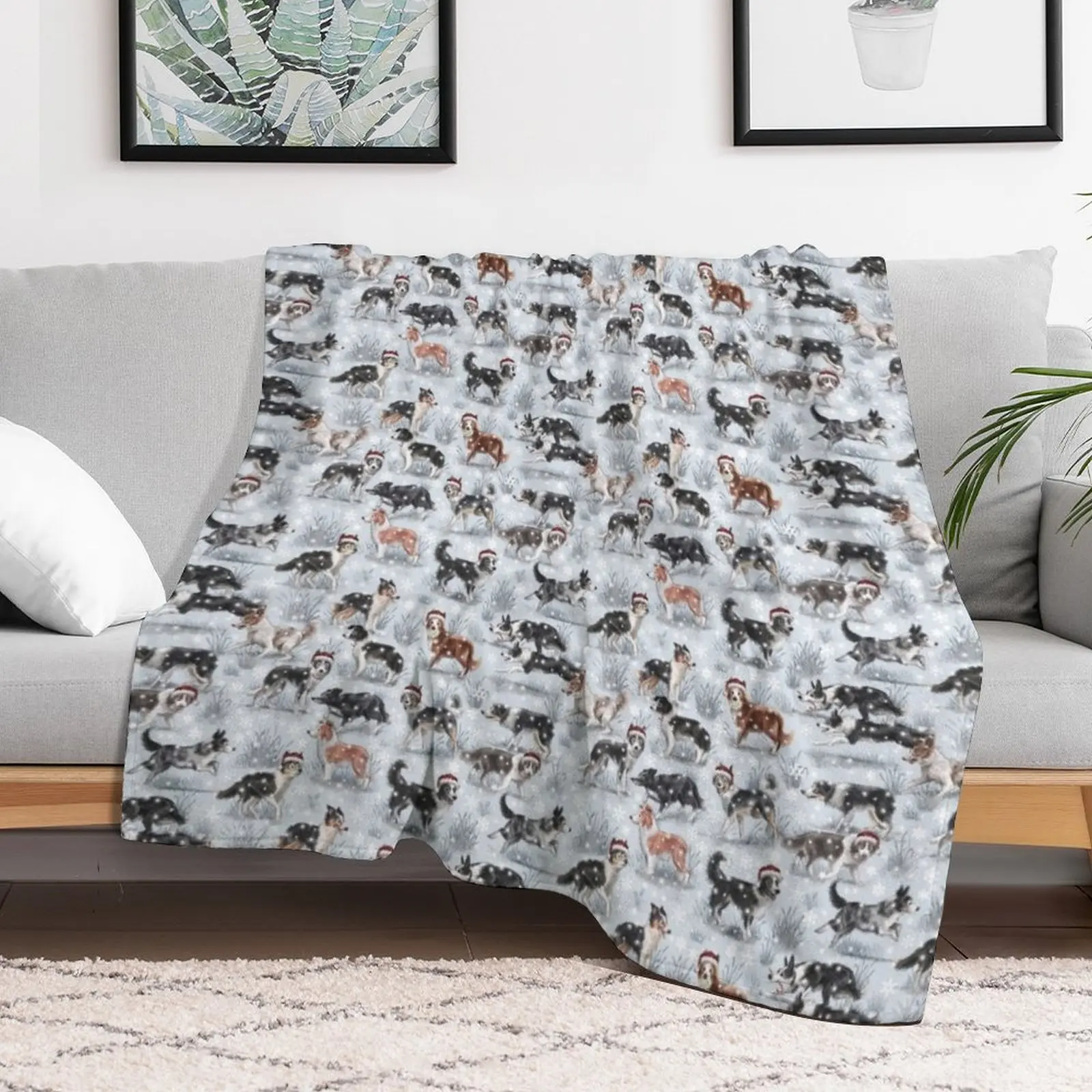 The Christmas Border Collie Throw Blanket Winter beds Vintage Sofa Quilt Cute Blankets