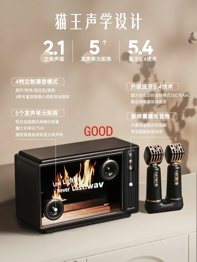 Floating lyrics audio transparent bluetooth Karaoke speaker retro home KTV