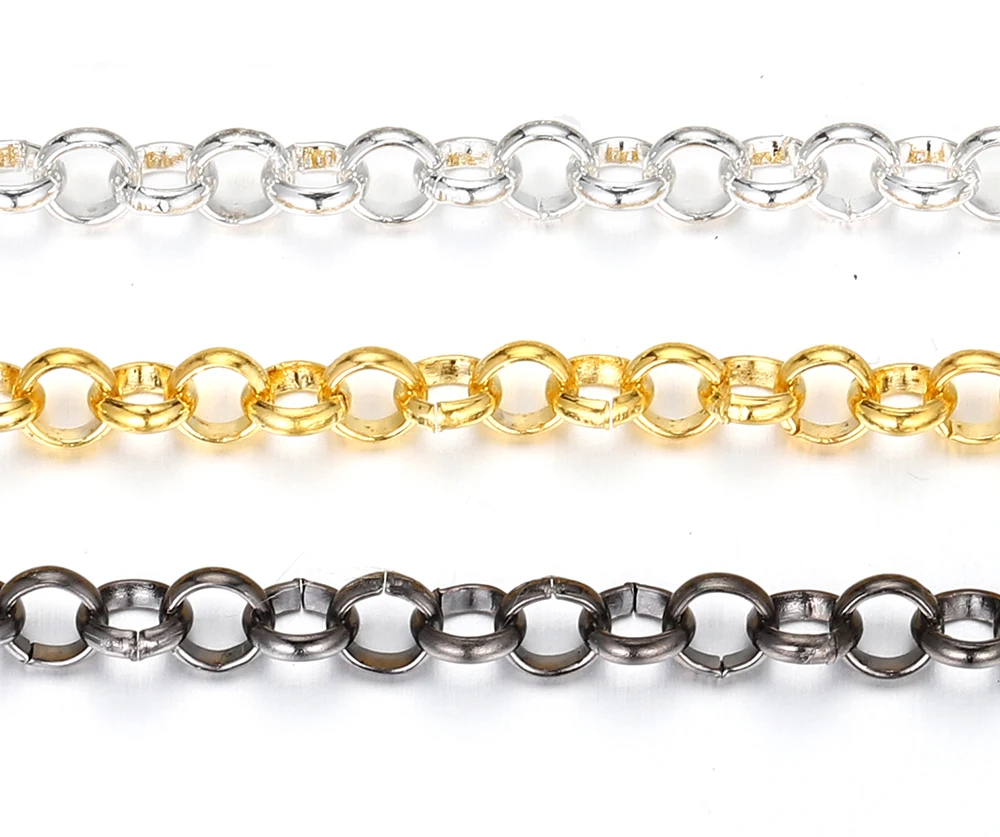 1 Meter 2 Meter geprägte O-Form Halskette Ketten Kupfer Armband Kabel Link Bulk Offene Ringketten für DIY Schmuckherstellung – Detail 7