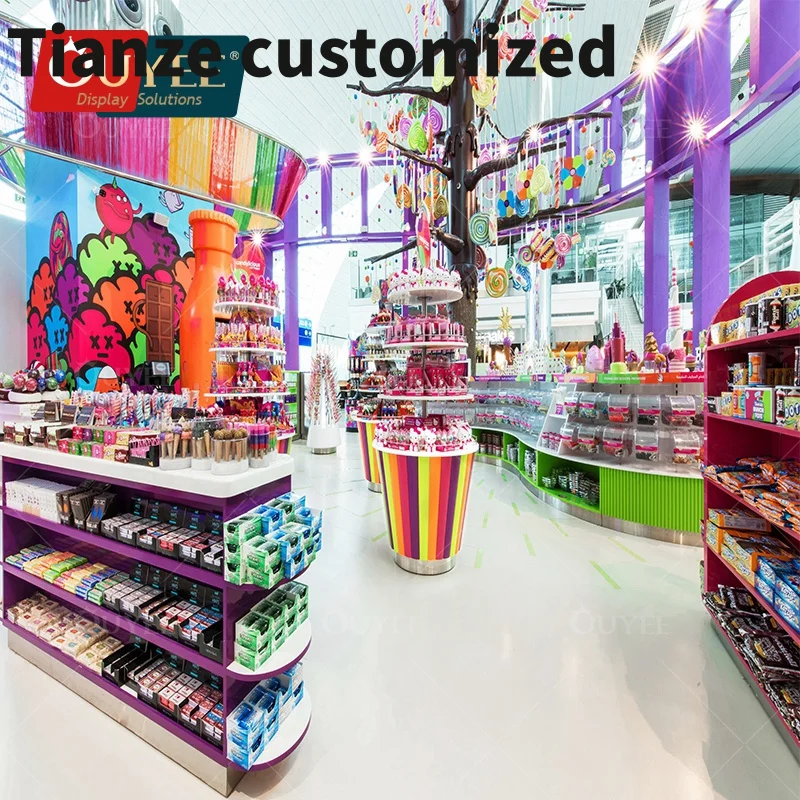 Customized-Commercial Design Chocolate Display Shelf Sugar Shop Sweet Shop  Counter Design Candy Shop