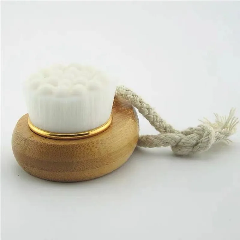 Brosse de lavage du visage avec manche en bois de virgule, charbon de bambou, livres pour le visage, outils de beauté, soins de la peau douce