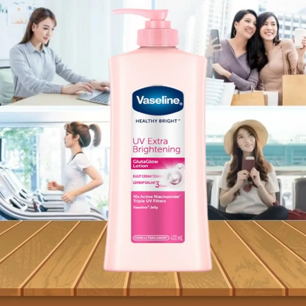 Vaseline Body Cream 400ml Healthy Bright UV Extra Brightening Gluta Glow Body Lotion