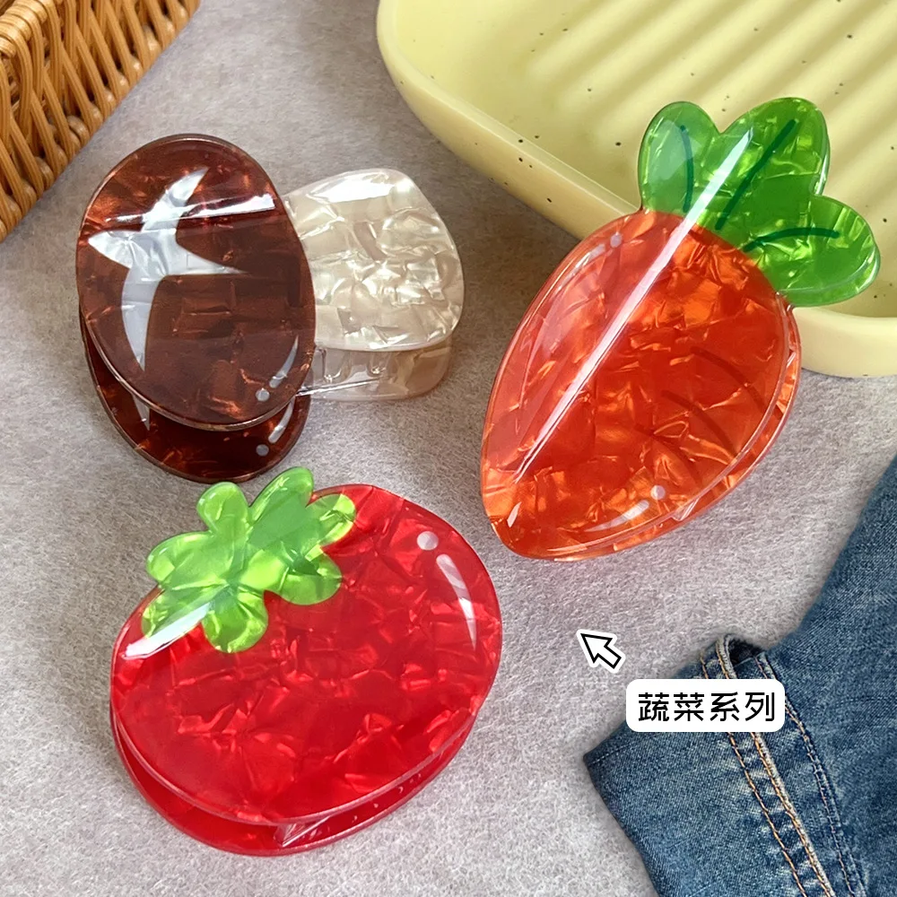 Horquillas creativas para verduras, pinzas para rascar, tomate, zanahoria, pinzas para el pelo de tiburón, accesorios para el cabello para mujer