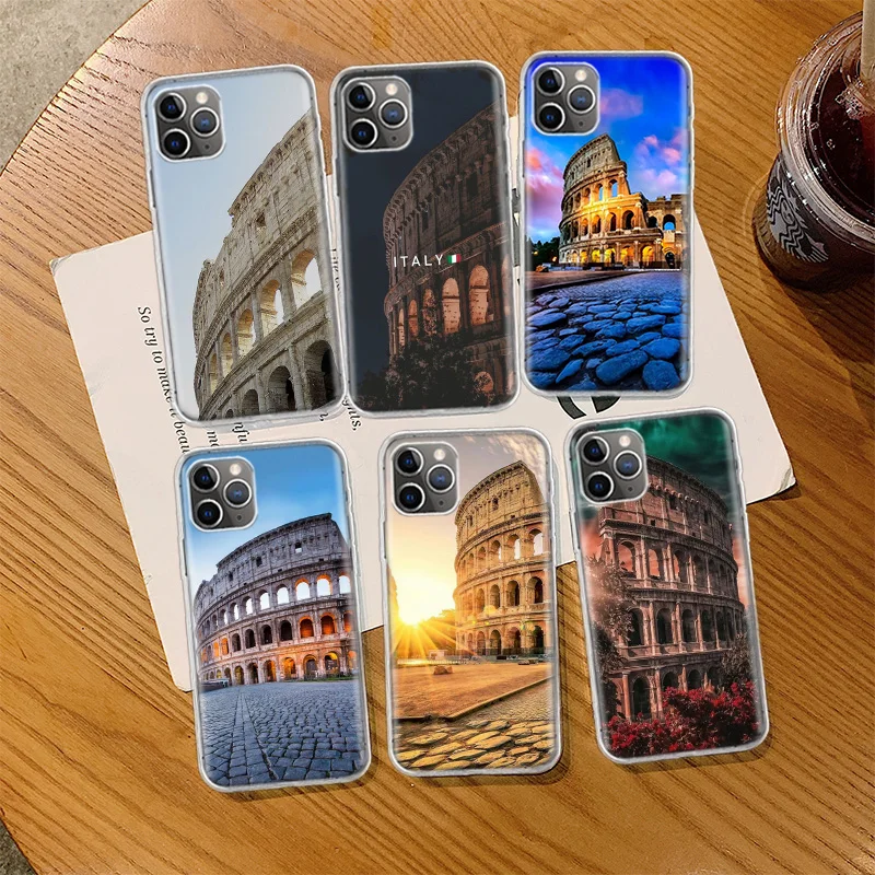 Colosseum Rome Italy Phone Case For Iphone 14 13 15 16 Pro Max Plus Apple 11 12 Mini X XS Max XR Clear Cover Shell Coque Silicon