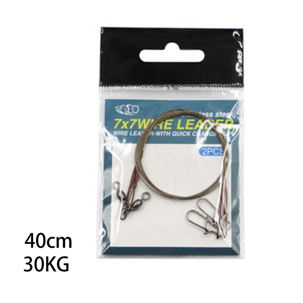 2pcs/Pack Fishing Line Steel Wire Leader With Snap & Swivels Wire Leadcore Leash 20/30/40cm Anti Bite Steel Fishing Accessory