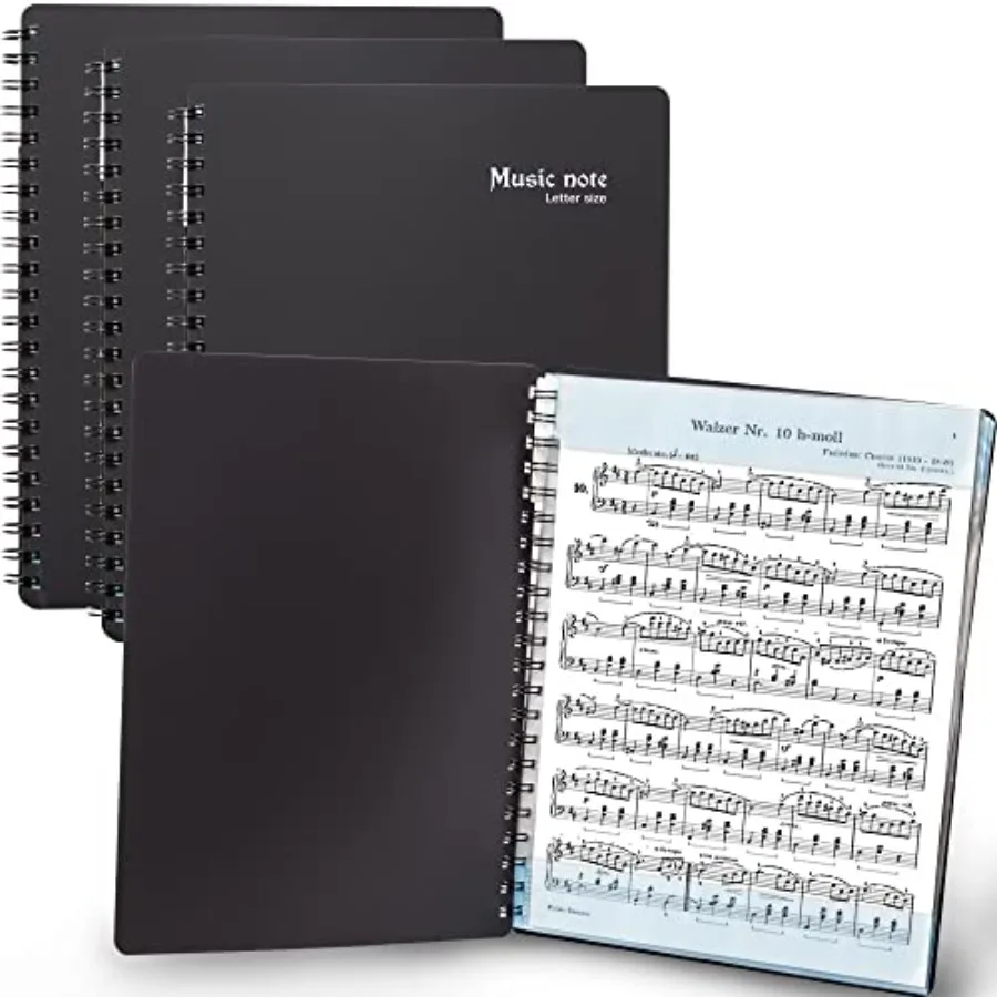 

Sheet Music Folder 3 Pack, Black 40 Sleeves Display 80 Pages Spiral Binder Organizer for Music Stand Fits Letter Size 8.5 x 11