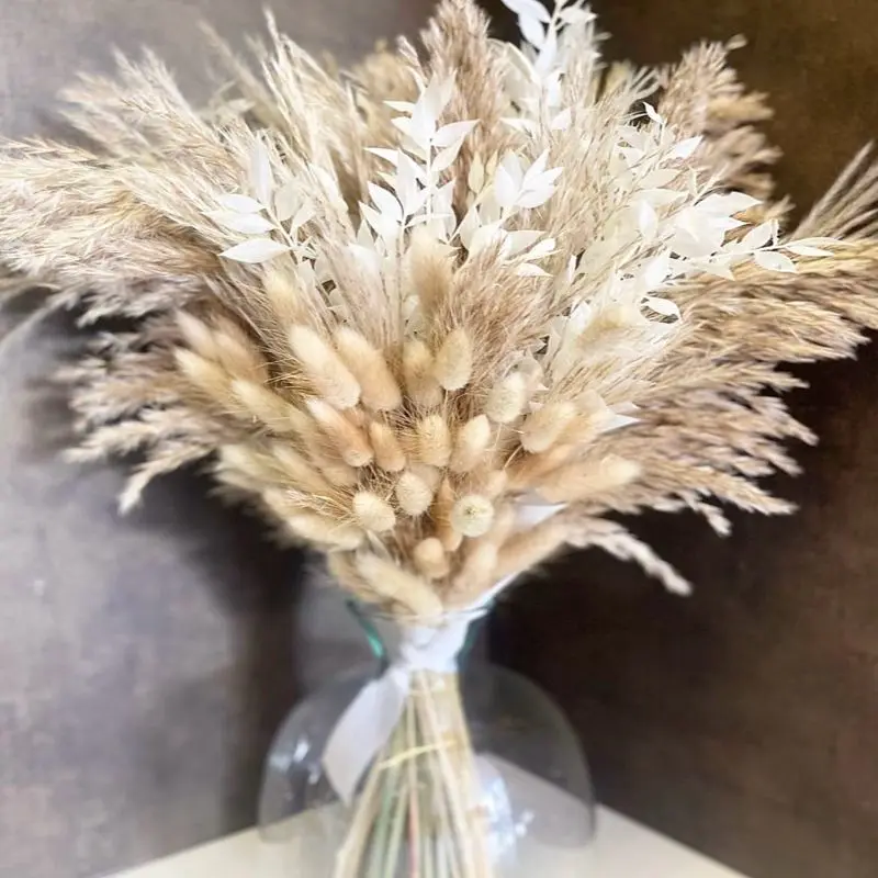 Boho Natural Bunny Tails, Pampas Grass, Bridal Bouquet, Autumn, Christmas, Halloween Decoration, Preserved Dried Flower