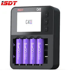 Caricabatteria intelligente ISDT C4 EVO con uscita QC3.0 di tipo C per batteria agli ioni di litio AA AAA con schermo di visualizzazione IPS