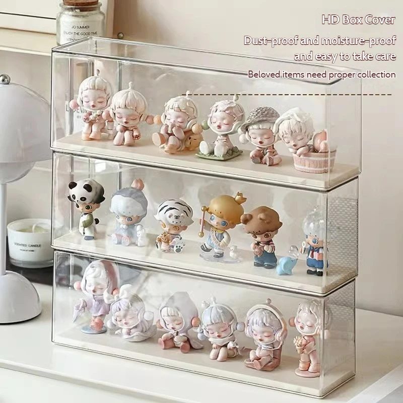 Espositore per scatola cieca Scatola espositiva in acrilico Labubu Scatola cieca per bambola carina Armadietto per la polvere Scatola portaoggetti a mano