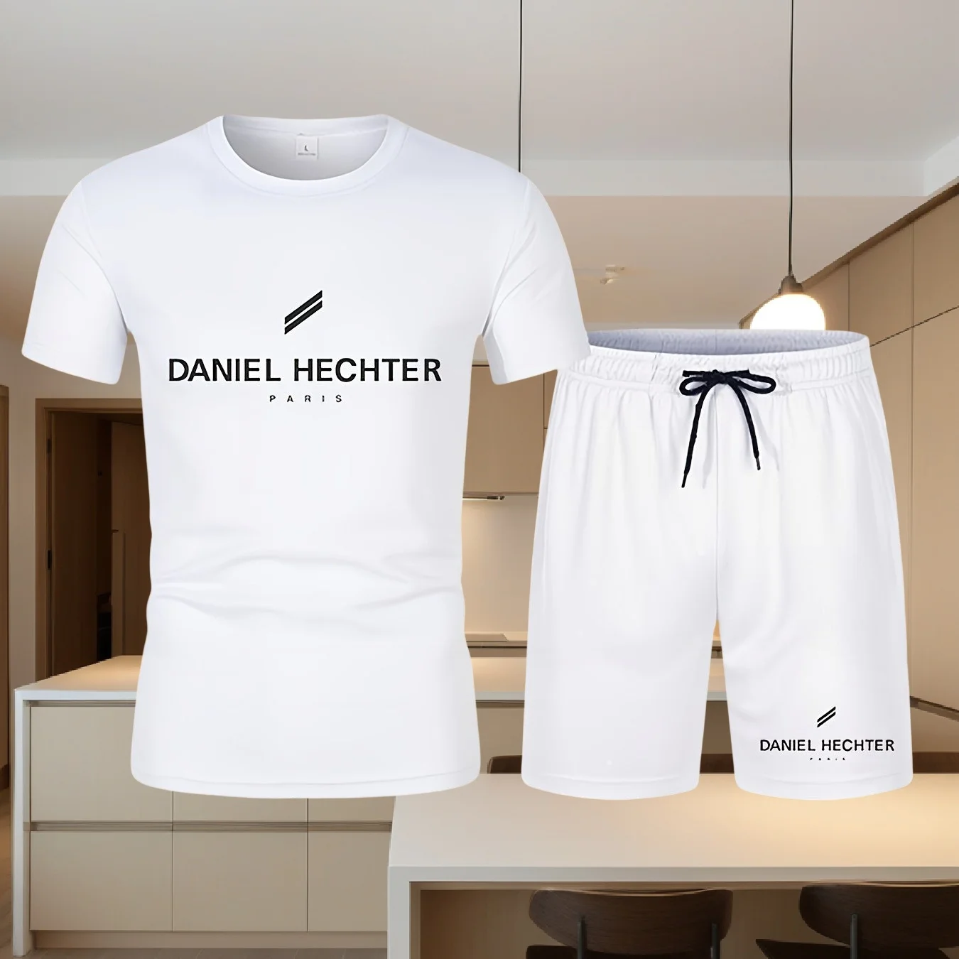 

Men's casual loose sports short-sleeved shorts set Quick-drying sweat-absorbing soft breathable light men's T-shirt shorts set