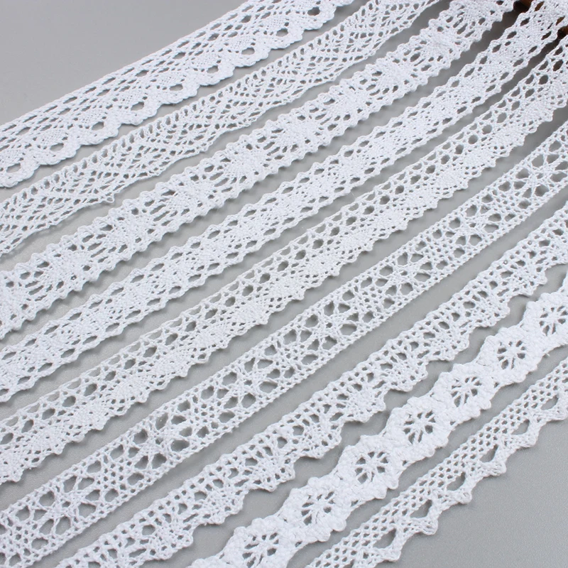 5Yards(4.6Meters) White Cotton Embroidered Lace Net Fabric Trims DIY Sew Tulle Handmade Craft Sewing Ribbon Materials