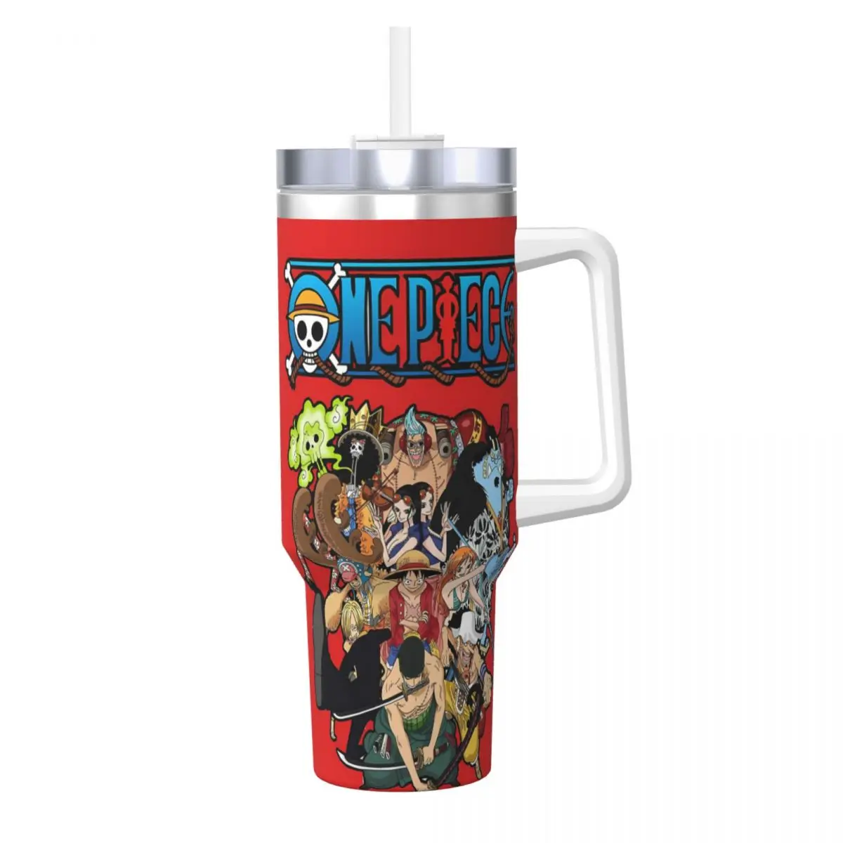 Stainless Steel Tumbler O-One Anime P-Piece Mugs Cup With Straws Hot Drinks Water Bottle Heat Preservation 40oz Thermal Cups