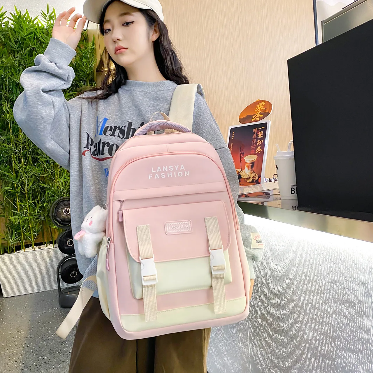 5Pcs/set Backpack For Student School Bags For Girls Teenager Schoolbag Kawaii Book Bags Pencil Case Women Travel Backpack Tote