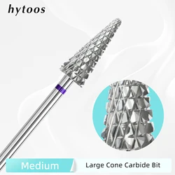 HYTOOS Cone Carbide Nail Drill Bits 3/32 Cross Cut Nail Bit for Righties Electric Drills Accessories Cuticle Gel Remover Tool