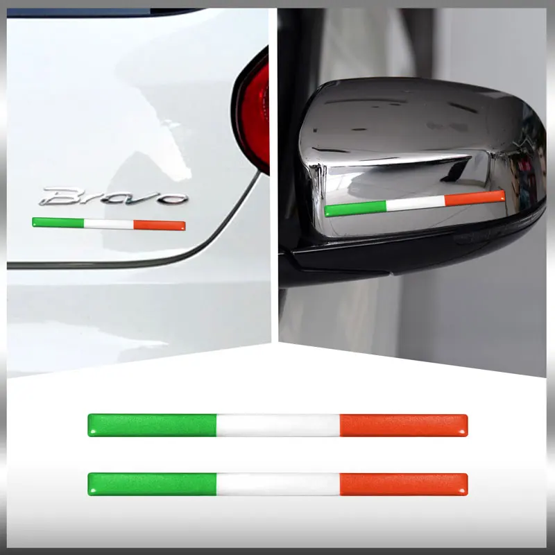 Auto Exterior Decor 2Pcs Epoxy Italy Flag Sticker Car Body Side Emblem Rear Trunk Decal Styling Accessories