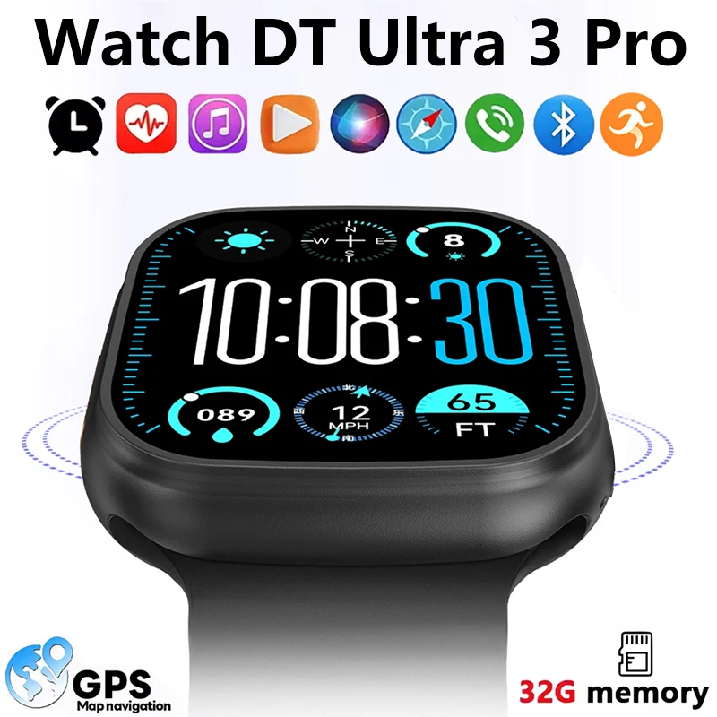 

DT Ultra 3 Pro Watch 32G RAM Video Bracelet GPS Map Call NFC Compass AI Dial Sport Fitness tracker Smart Watch Official Original