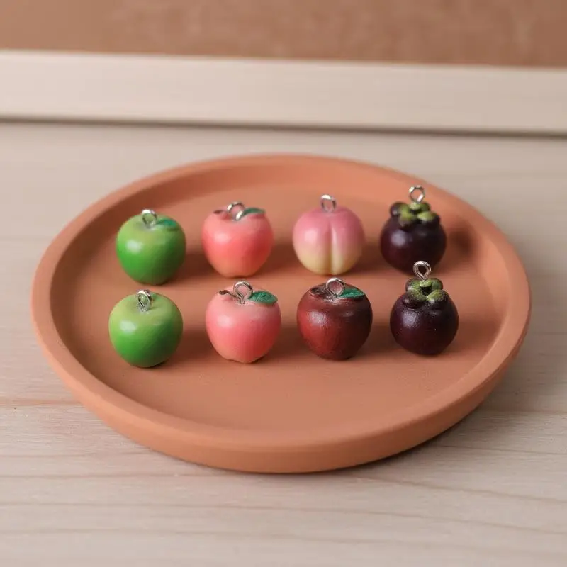 Simulated 3D Resin Fruits Charms 2Pcs Smooth Edge for DIY Handmade Jewelry Craft Bracelet Earring Pendant Making
