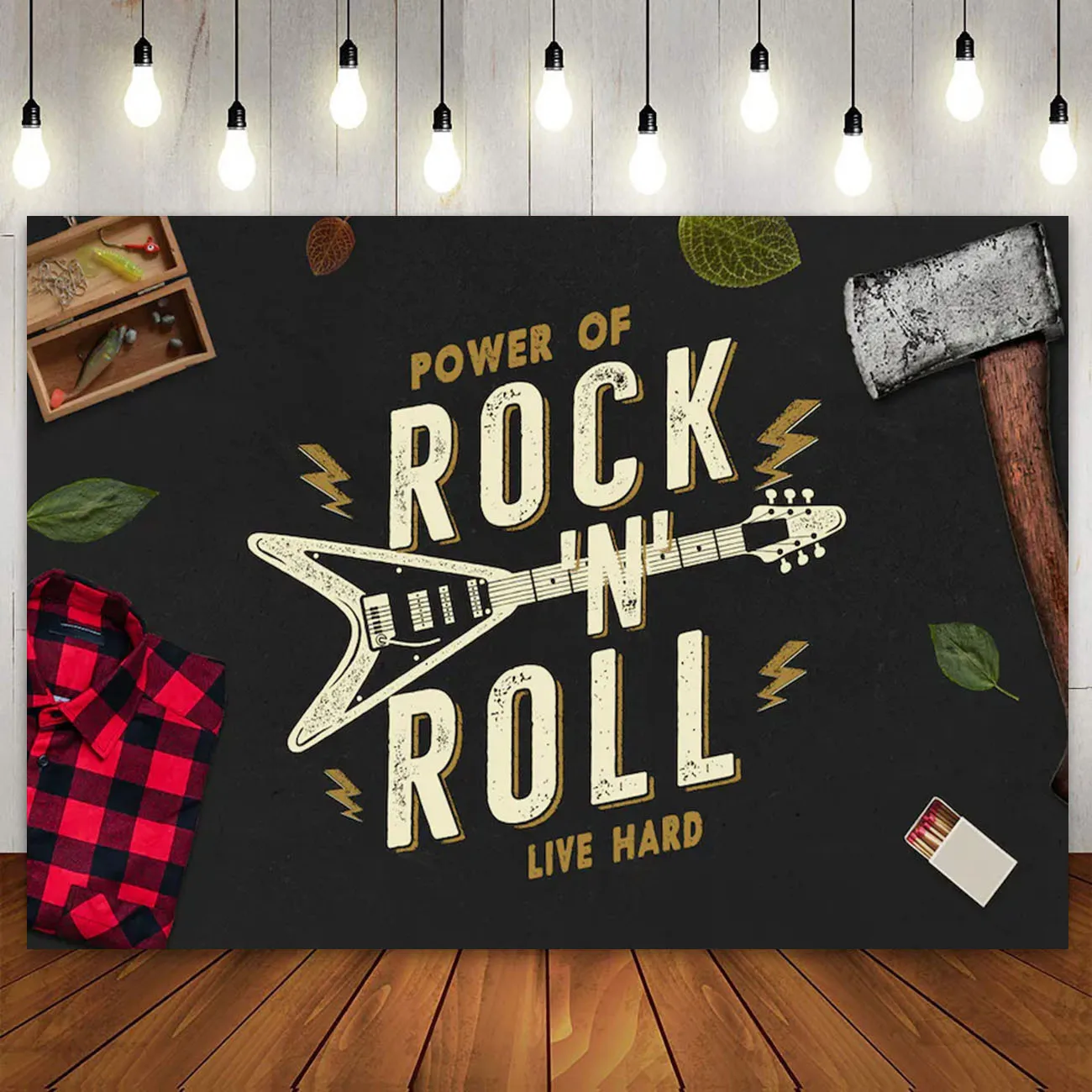 

Rock and Roll Party Decor Backdrop Born to Rock Rock Star Music Theme for Kids Boy Birthday Poster Photography Background Banner