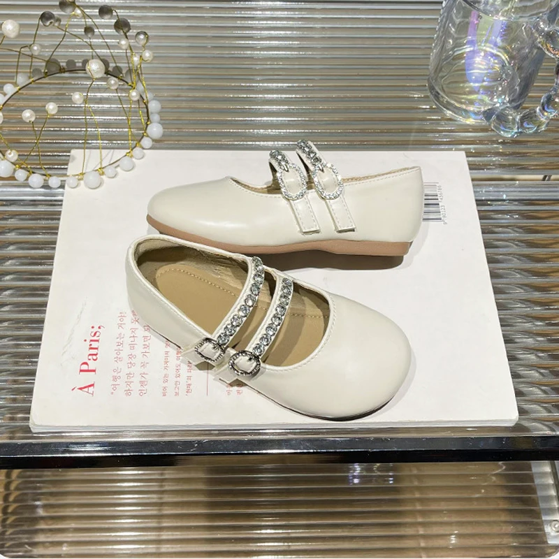 Zapatos de baile para niñas, Sandalias planas de princesa de Ballet, suela suave con diamantes de imitación, marca de moda, Mary Jane, primavera y